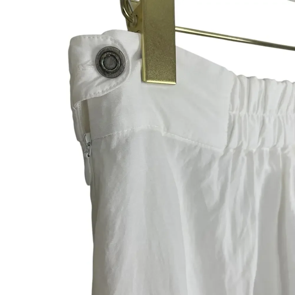 Shosh New York Structured Linen Cropped Wide Leg Pants Minimalist White Sz 2 Med - Picture 6 of 11